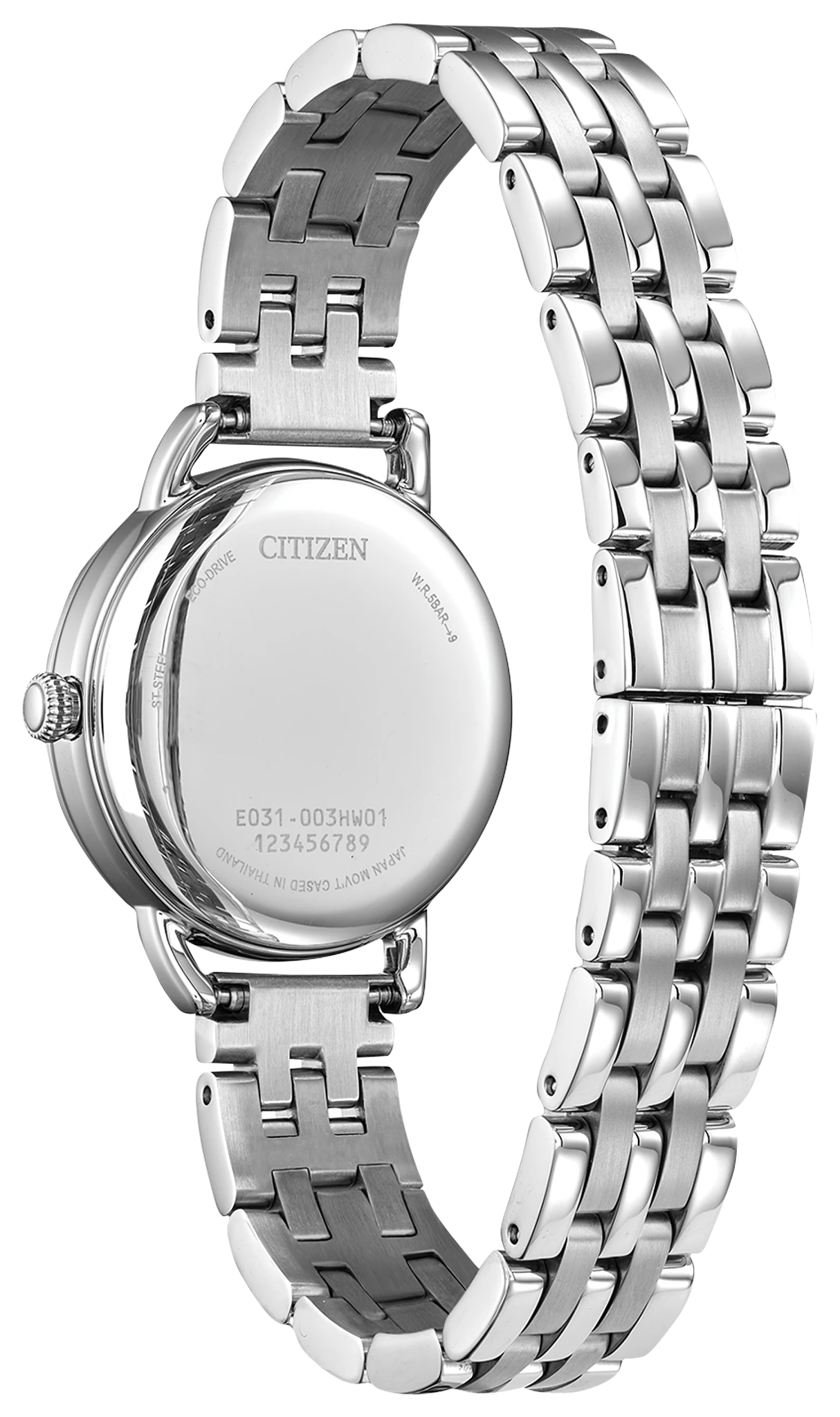 Classic Coin Edge Silver-Tone Dial Stainless Steel Bracelet EM1050